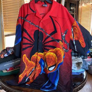 VINTAGE Spider-Man Marvel Men's Button Down All Over Graphic Shirt XL Y2K COMICS